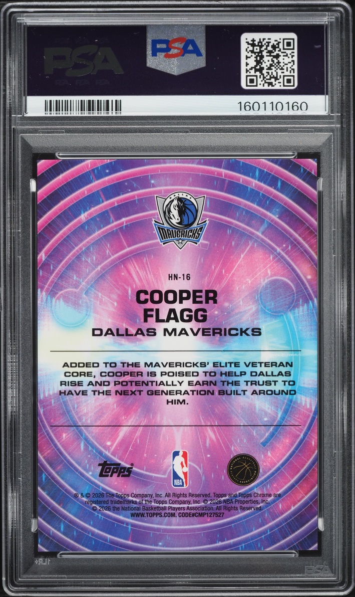 2025 Topps Chrome Cosmic Hypernova Cooper Flagg ROOKIE #16 PSA 10 GEM MINT