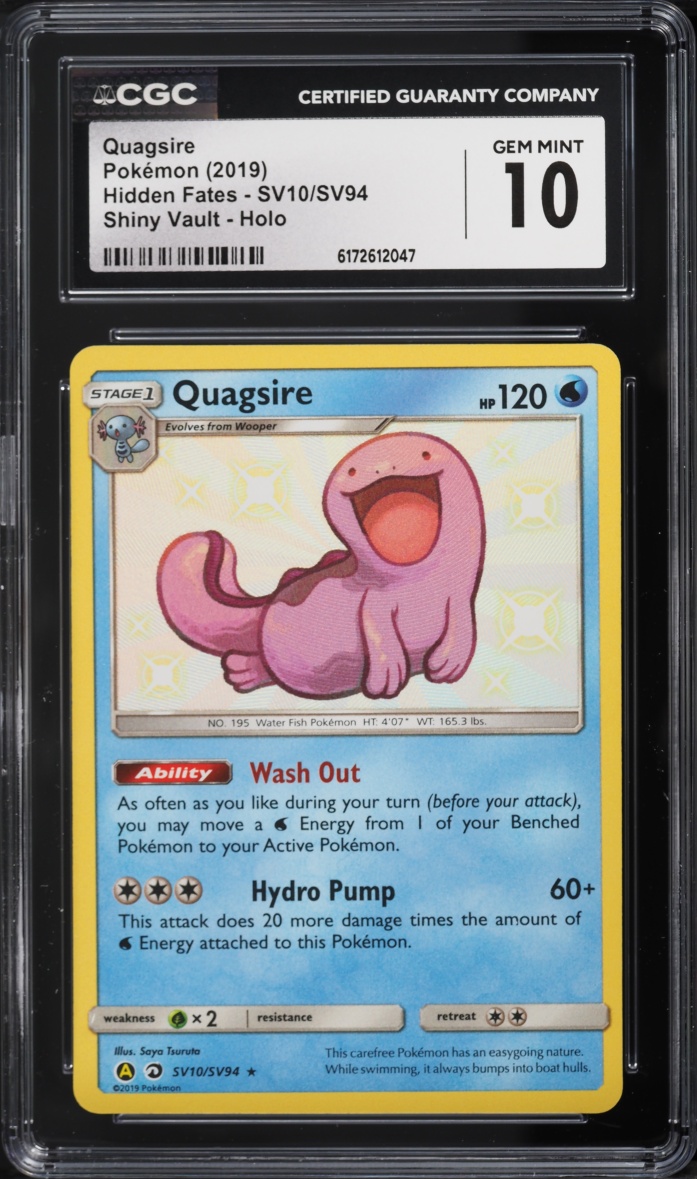 2019 Pokemon Sun & Moon Hidden Fates Shiny Vault Holo Quagsire #SV10 CGC 10 GEM MINT