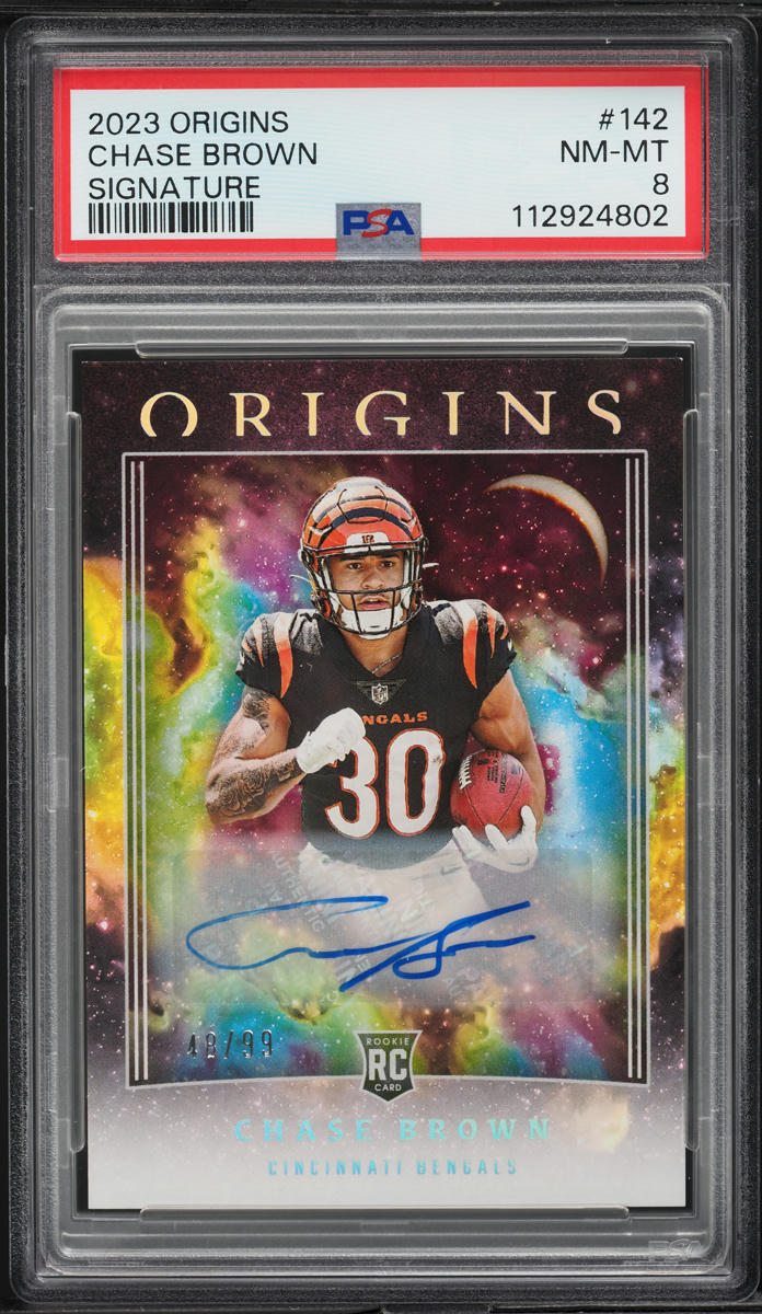 2023 Panini Origins Chase Brown ROOKIE AUTO /99 #142 PSA 8 NM-MT