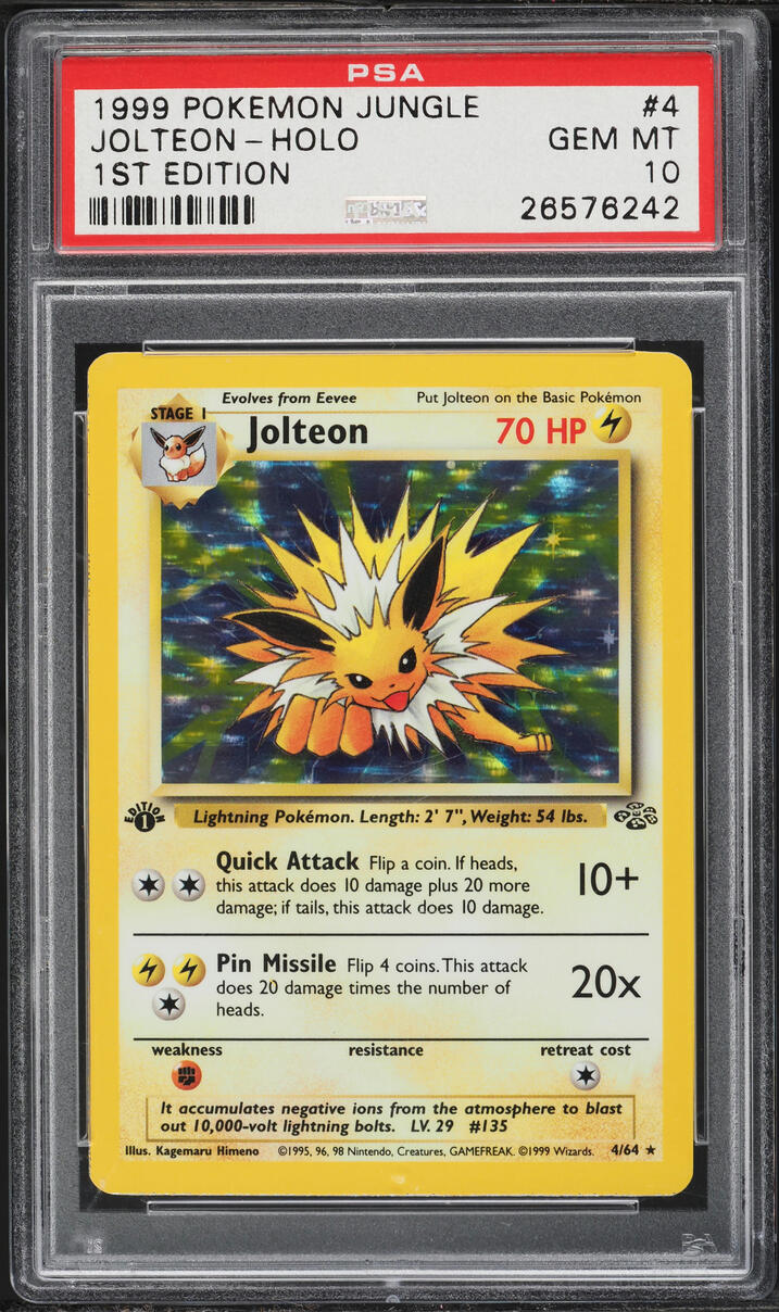 1999 Pokemon Jungle 1st Edition Holo Jolteon #4 PSA 10 GEM MINT