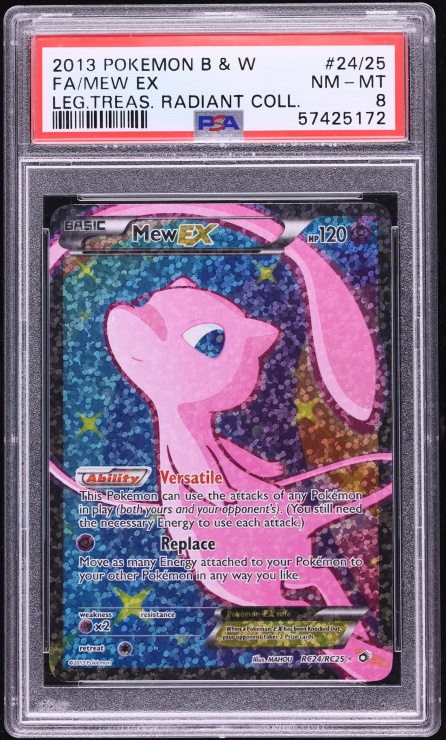 2013 Pokemon Black & White Legendary Treasures Radiant Collection Full Art Mew EX #RC24 PSA 8