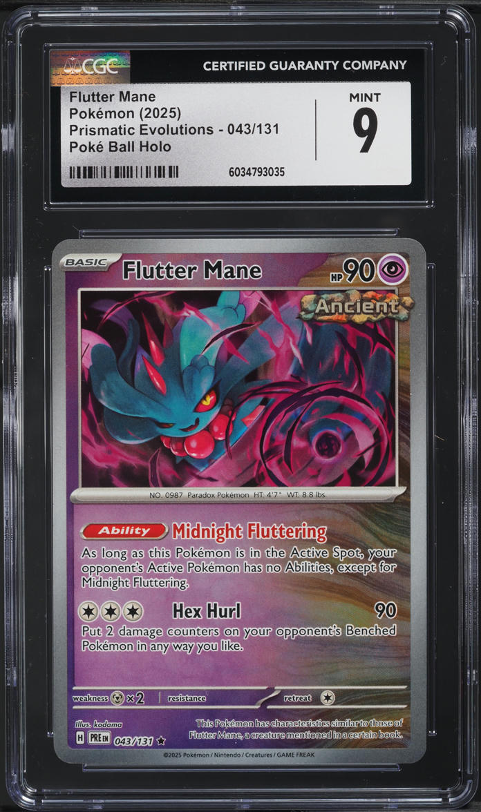 2025 Pokemon SV Prismatic Evolutions Poke Ball Holo Flutter Mane #43 CGC 9 MINT