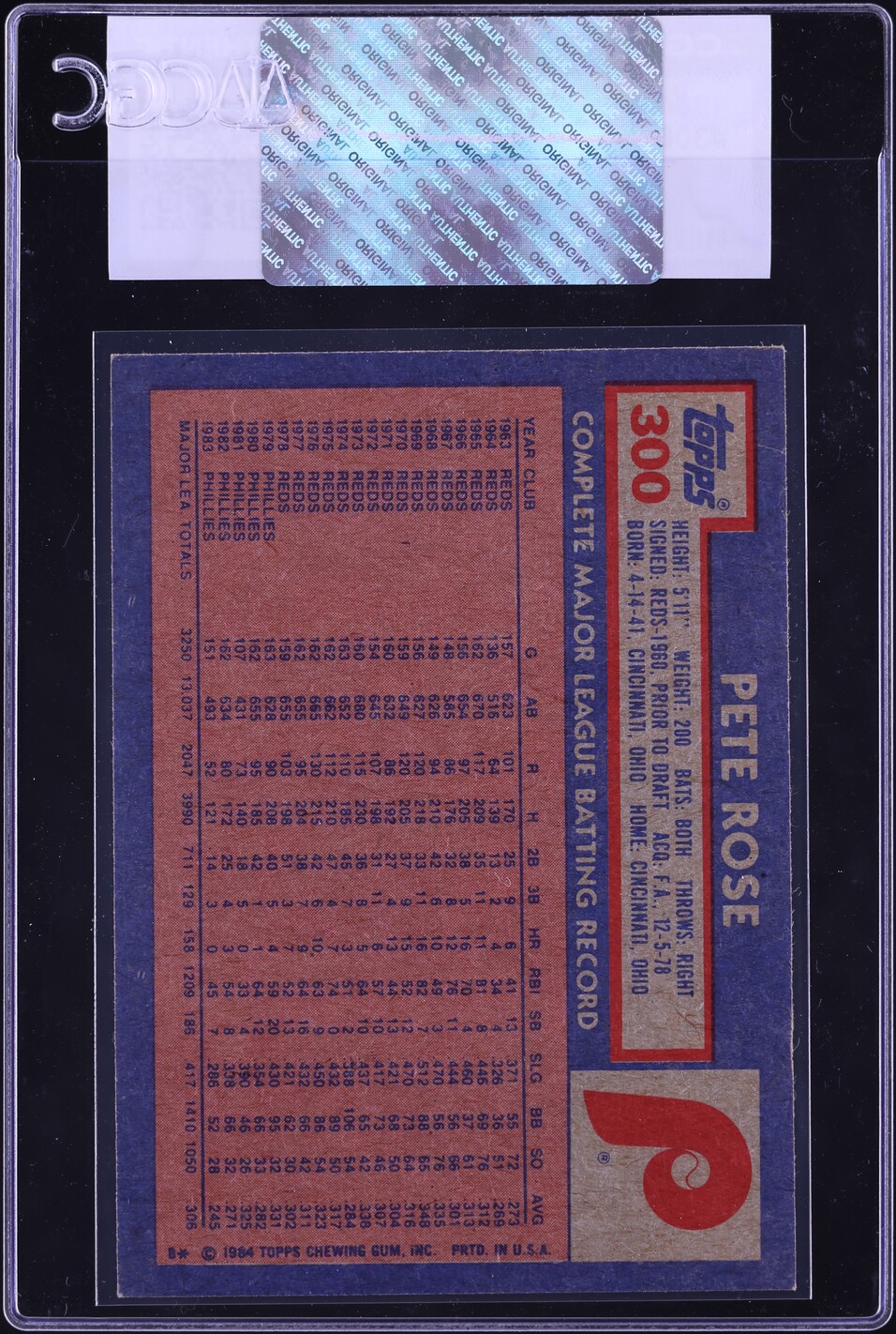 1984 Topps Pete Rose #300 CGC AUTH