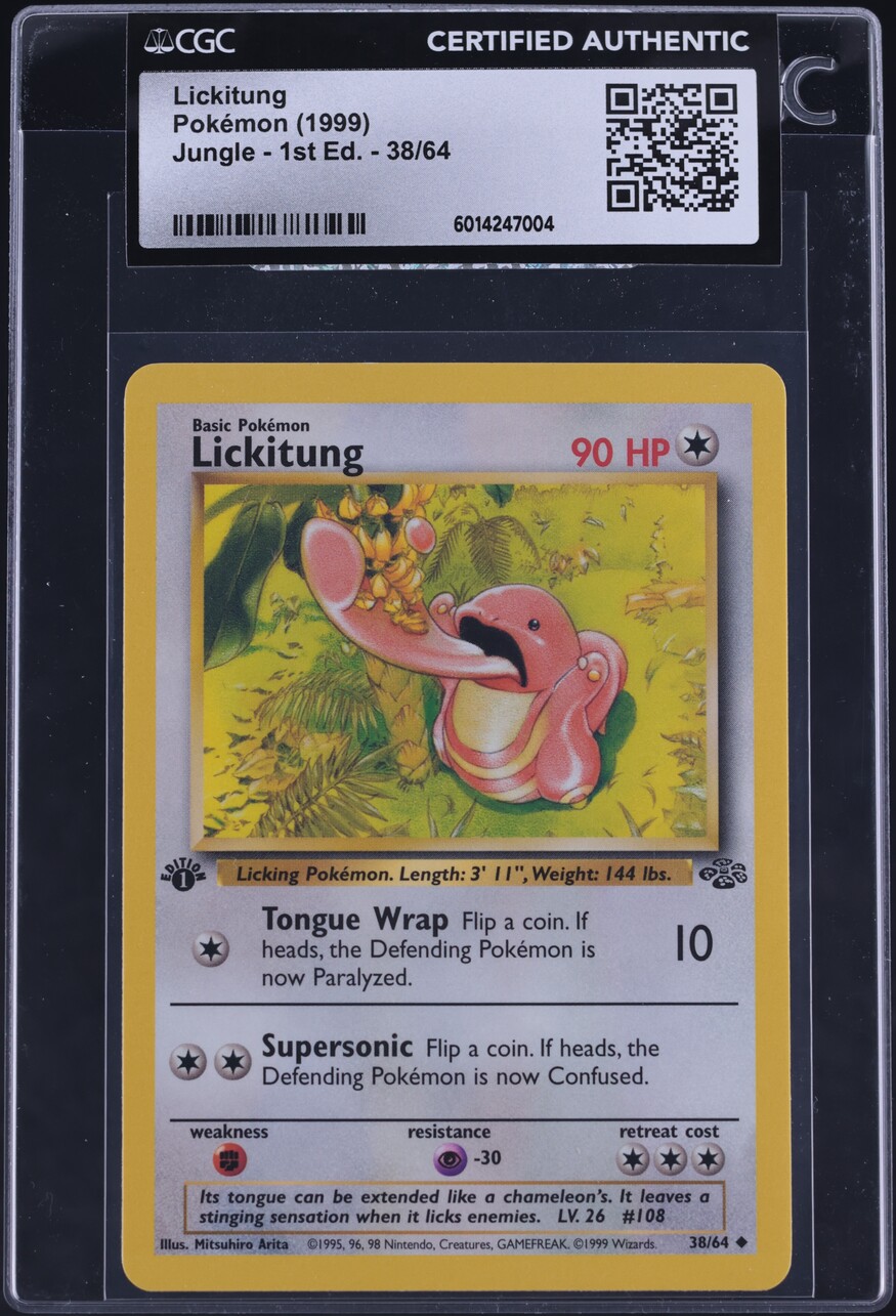 1999 Pokemon Jungle 1st Edition Lickitung #38 CGC AUTH - Main Image