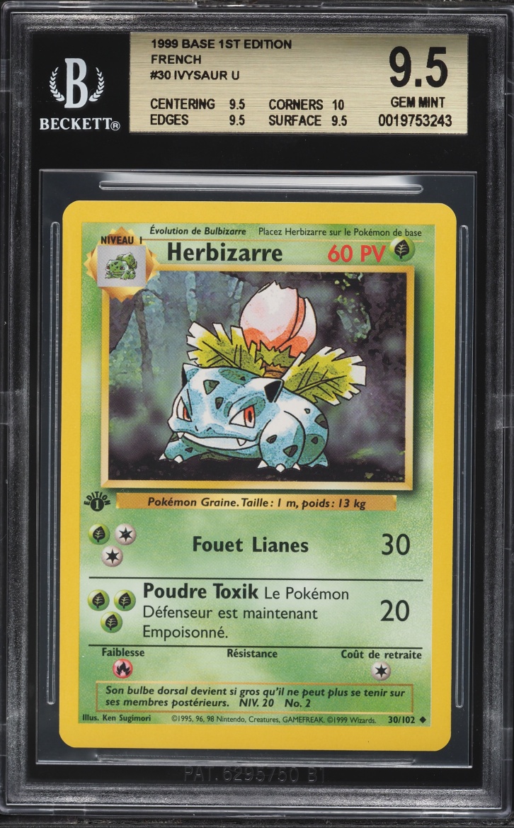 1999 Pokemon French Base Set 1st Edition Ivysaur #30 BGS 9.5 GEM MINT