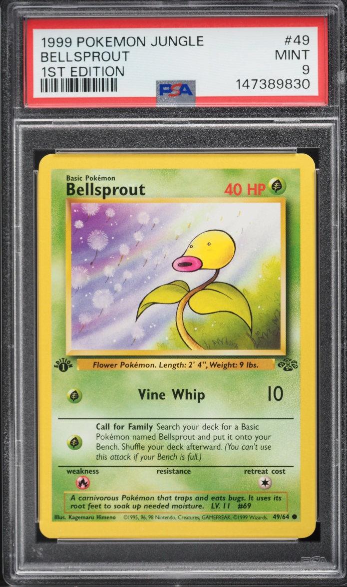 1999 Pokemon Jungle 1st Edition Bellsprout #49 PSA 9 MINT