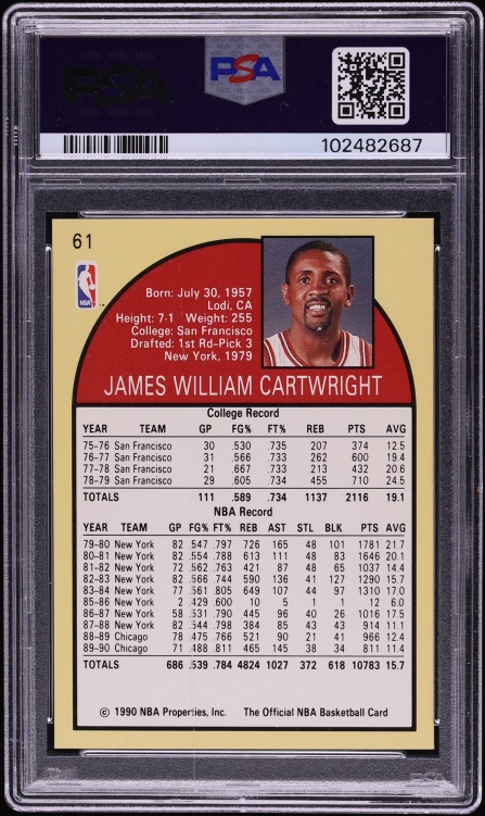 1990 Hoops Bill Cartwright #61 PSA 8 NM-MT