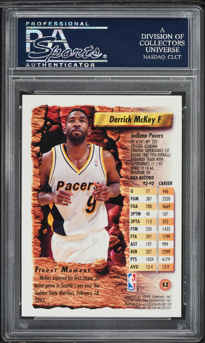 1993 Finest Refractor Derrick McKey #52 PSA 10 GEM MINT
