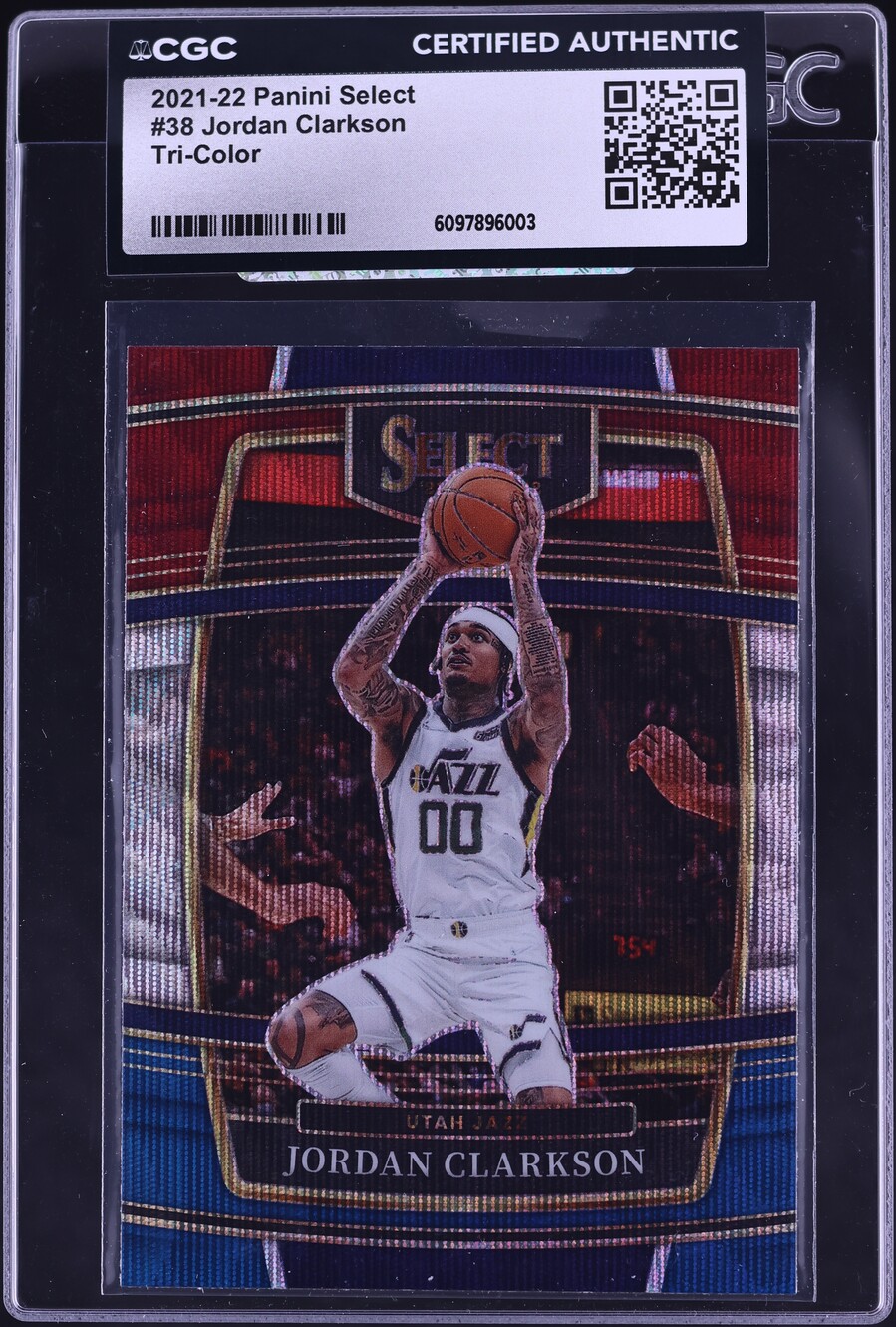 2021 Select Concourse Tri-Color Jordan Clarkson #38 CGC AUTH