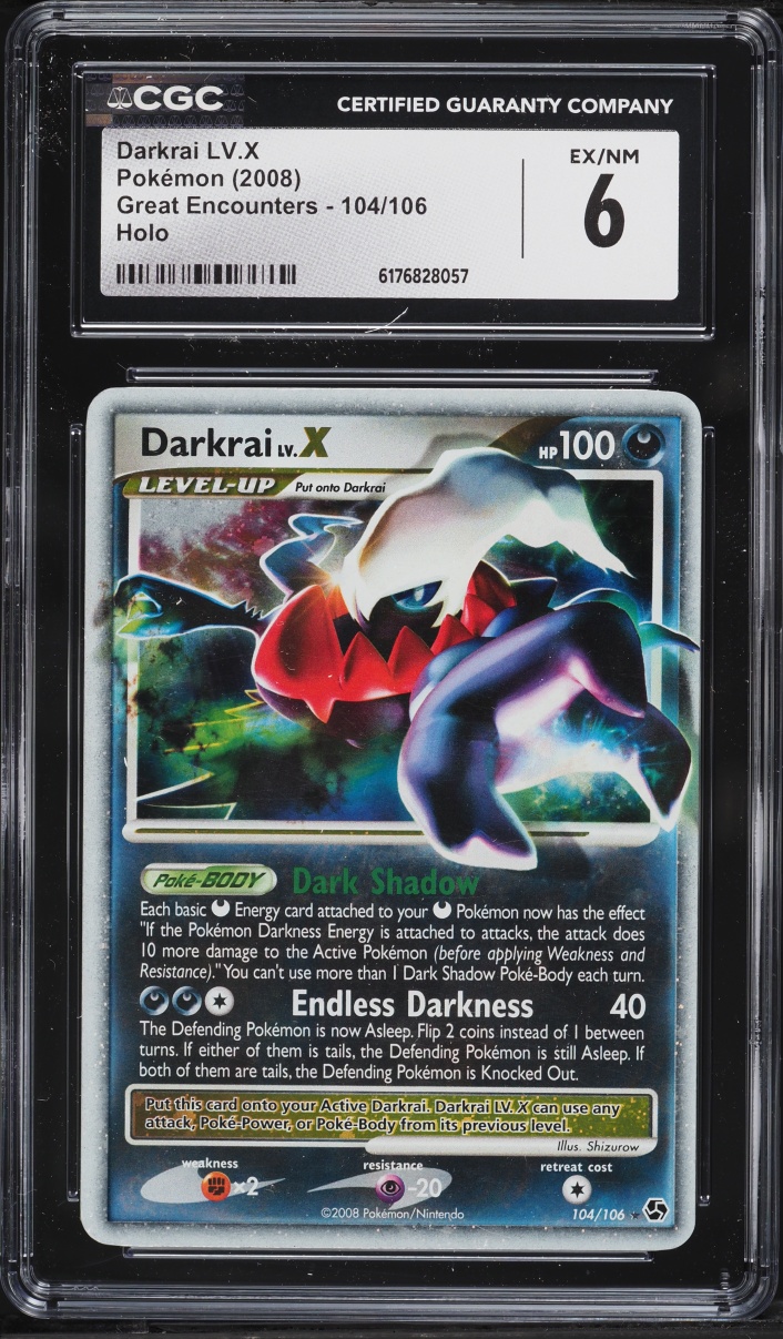 2008 Pokemon Diamond & Pearl Great Encounters Holo Darkrai LV.X #104 CGC 6 EXMT