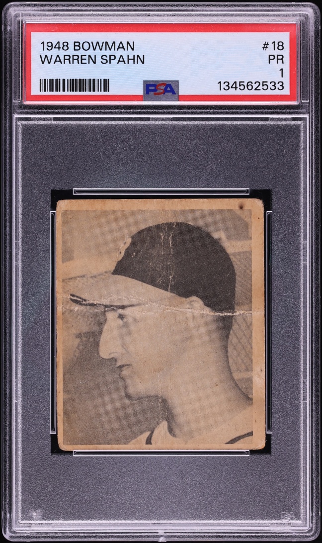 1948 Bowman Warren Spahn ROOKIE #18 PSA 1 PR