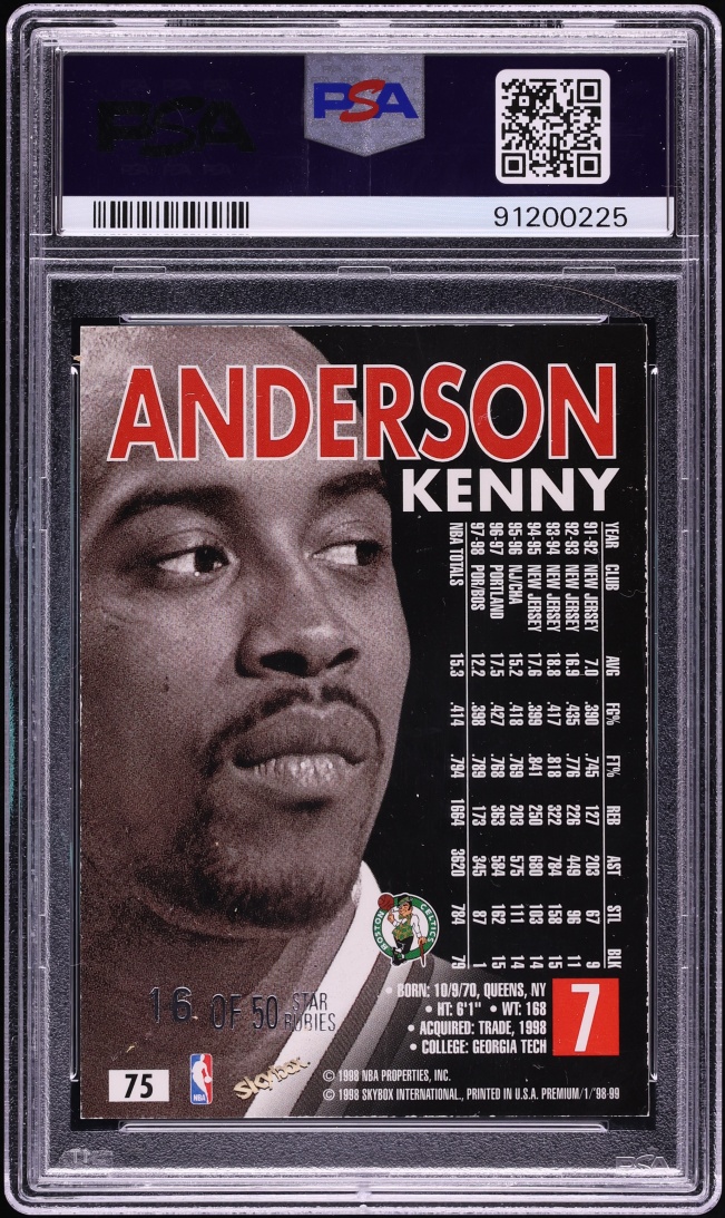 1998 Skybox Premium Star Rubies Kenny Anderson /50 #75 PSA 6 EXMT - Photo 2