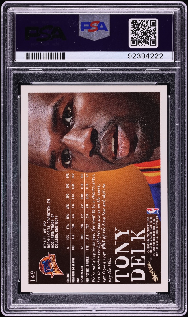 1998 Hoops Starting 5 Tony Delk #149 PSA 7 NRMT - Photo 2