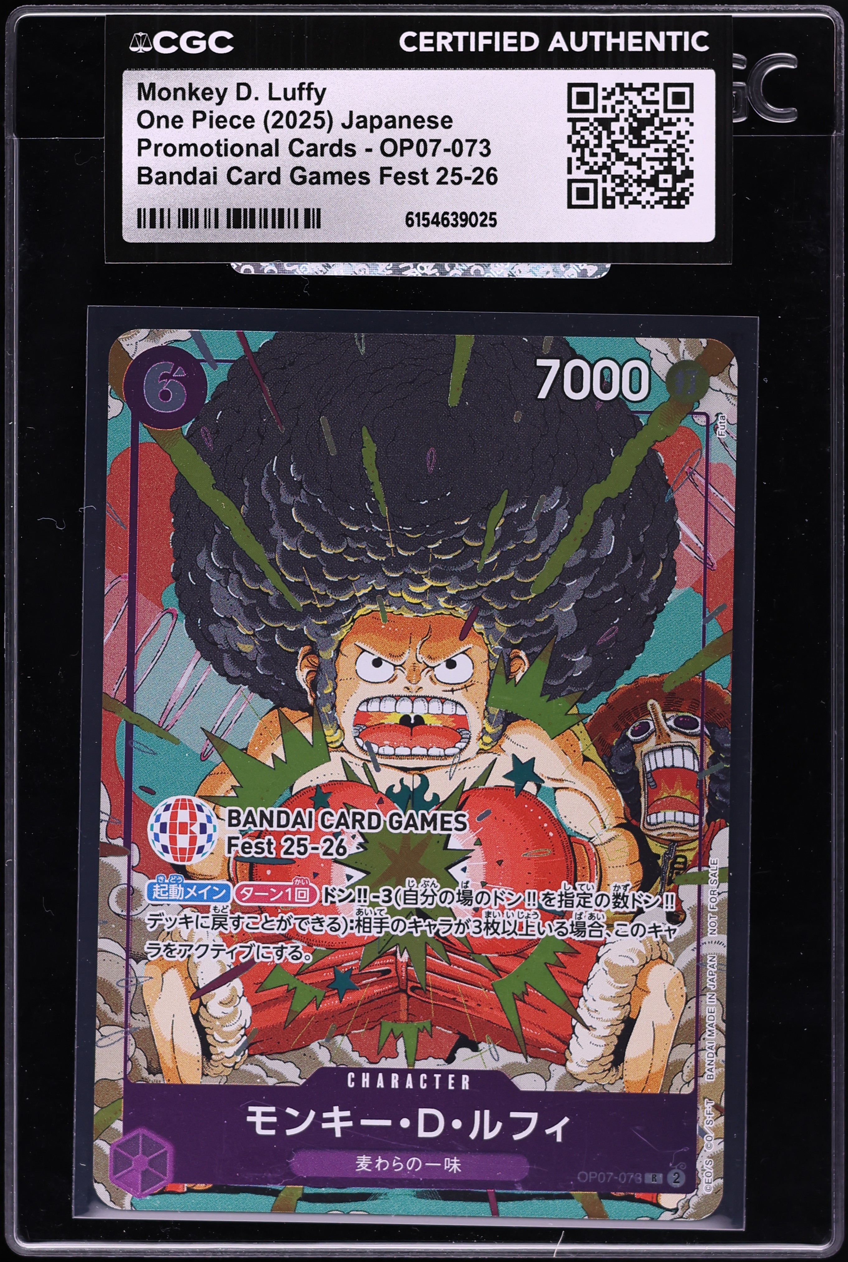 2025 One Piece Japanese Promo Bandai Games Fest Monkey D. Luffy #OP07-073 CGC AUTH