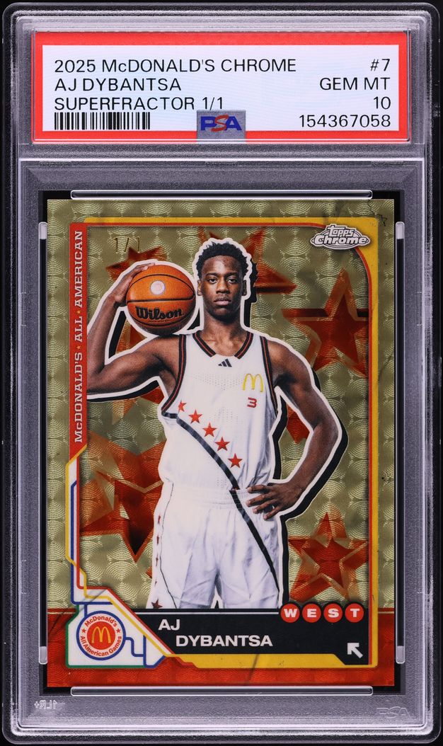 2025 Topps Chrome McDonald's All American Superfractor AJ Dybantsa ROOKIE 1/1 #7 PSA 10 GEM