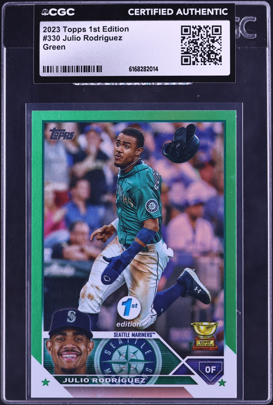 2023 Topps 1st Edition Green Julio Rodriguez /150 #330 CGC AUTH