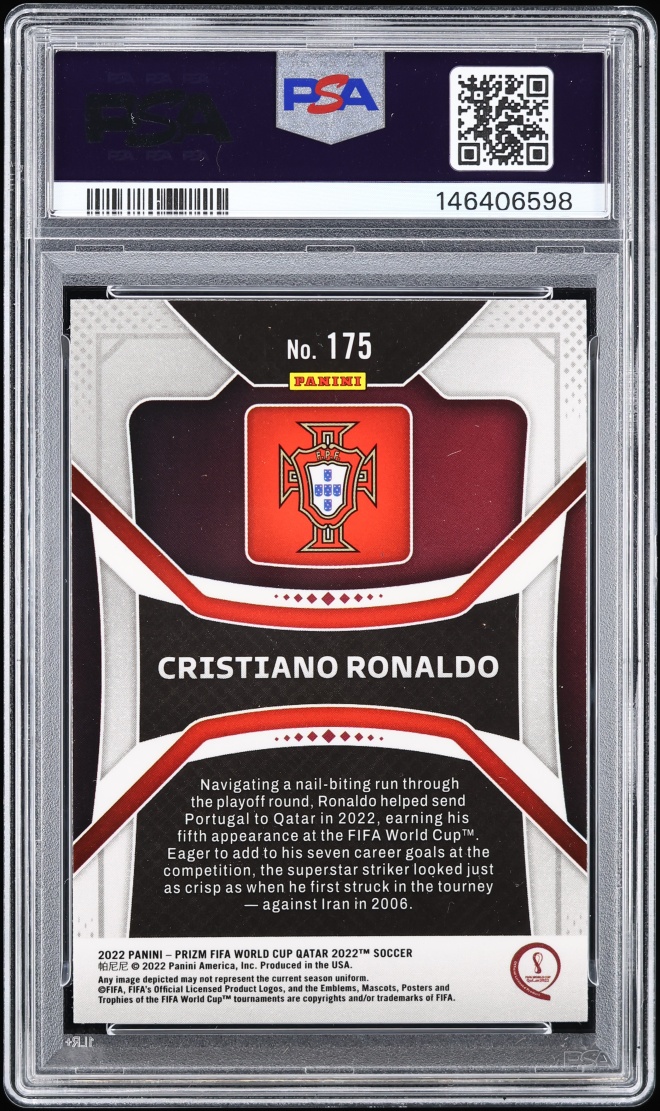 2022 Panini Prizm World Cup Qatar Cristiano Ronaldo #175 PSA 9 MINT