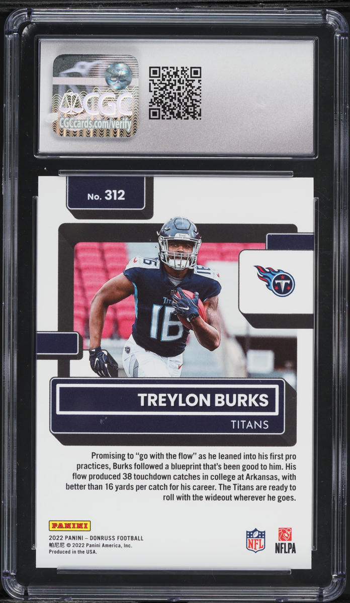 2022 Donruss Press Proof Premium Treylon Burks ROOKIE #312 CGC 9 MINT