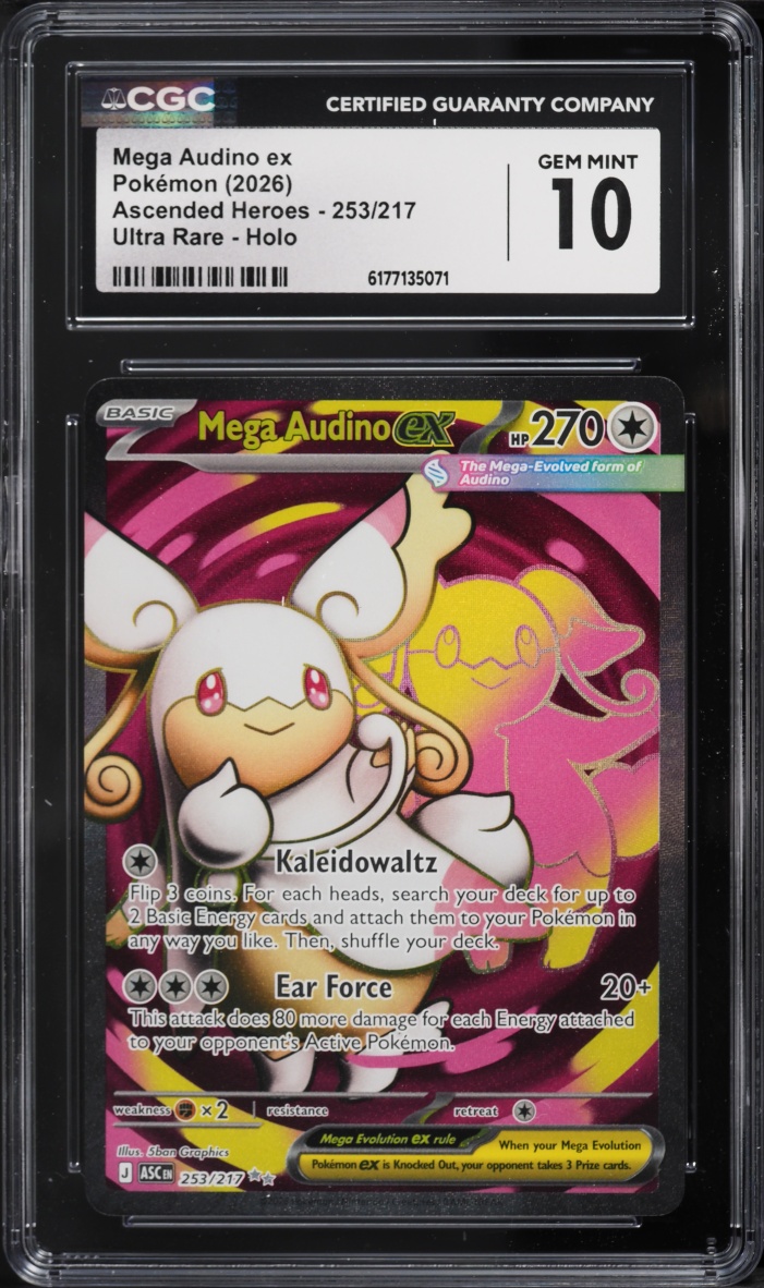 2026 Pokemon Mega Evolution Ascended Heroes Full Art Mega Audino EX #253 CGC 10 GEM MINT