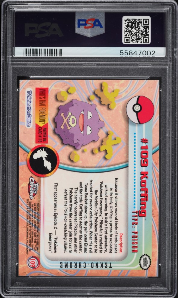 2000 Topps Chrome Pokemon Series 2 Tekno Koffing #109 PSA 10 GEM MINT