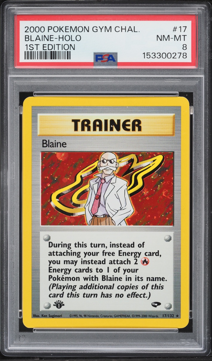 2000 Pokemon Gym Challenge 1st Edition Holo Blaine #17 PSA 8 NM-MT