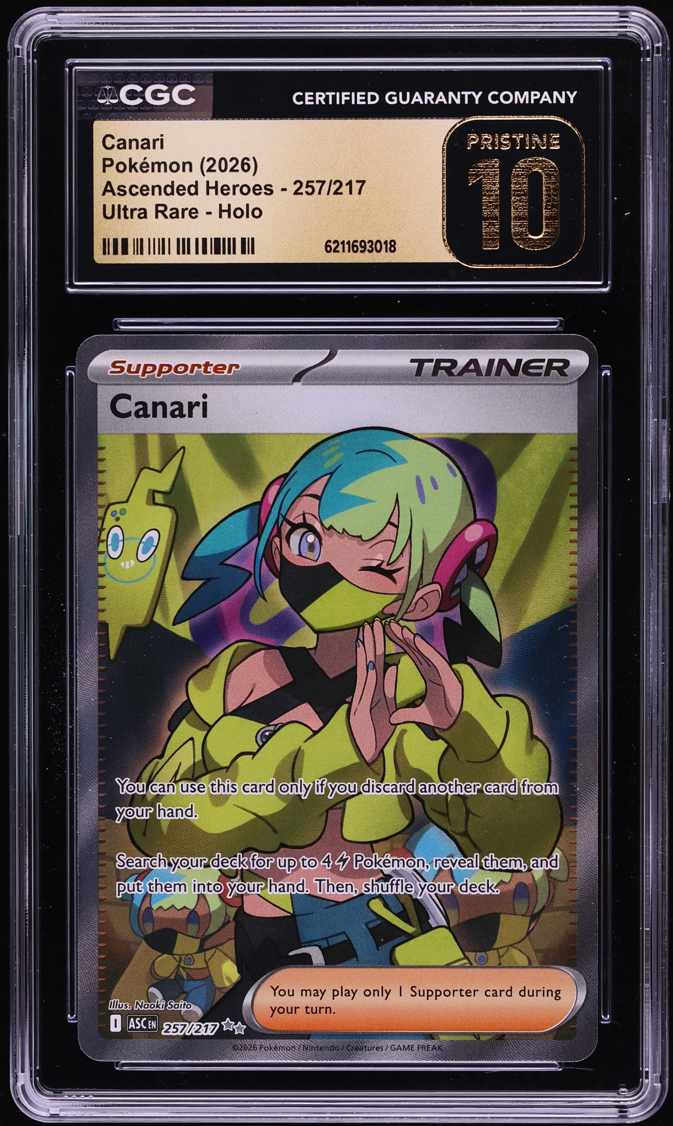 2026 Pokemon Mega Evolution Ascended Heroes Full Art Canari #257 CGC 10 PRISTINE