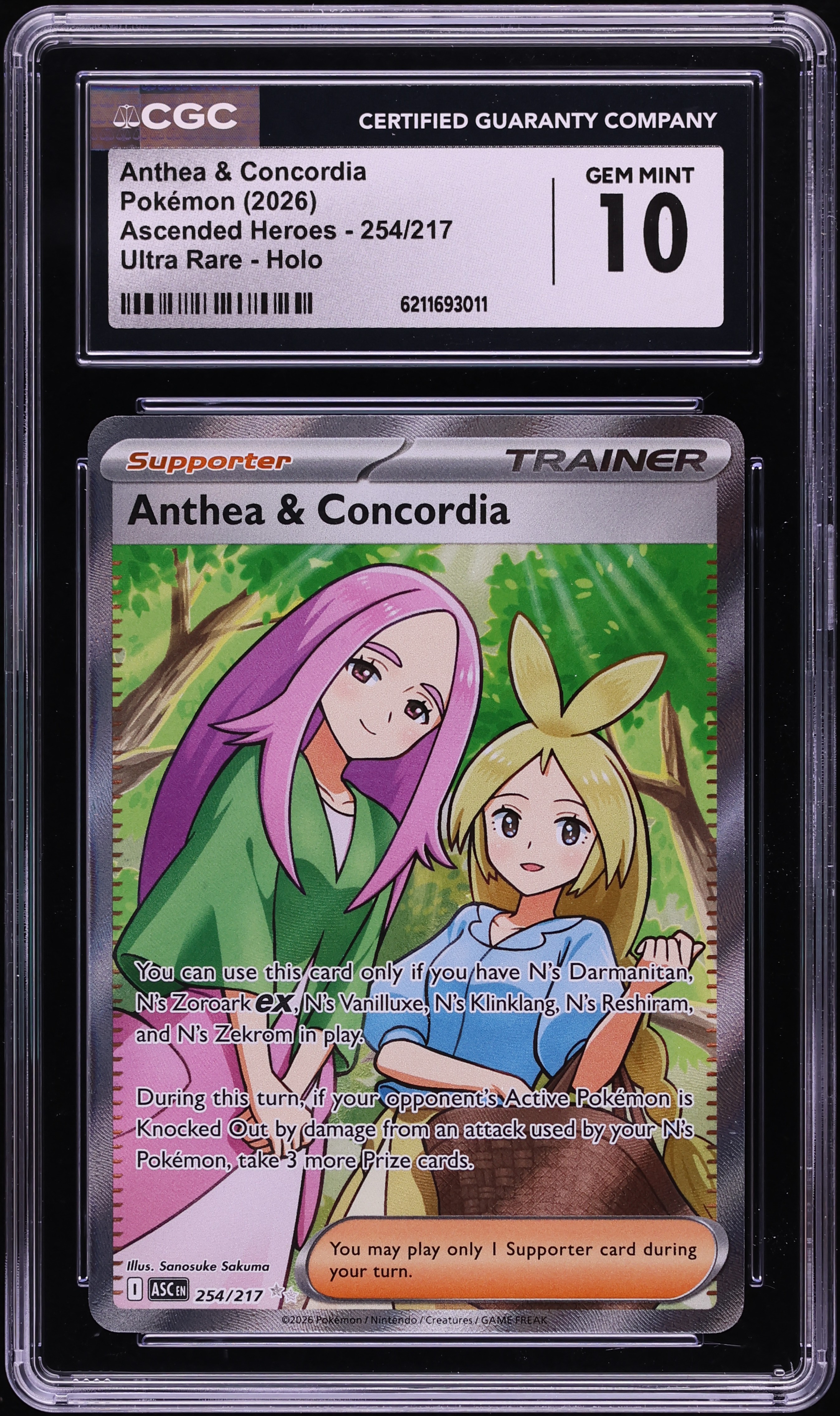 2026 Pokemon Mega Evolution Ascended Heroes Full Art Anthea & Concordia #254 CGC 10 GEM MINT