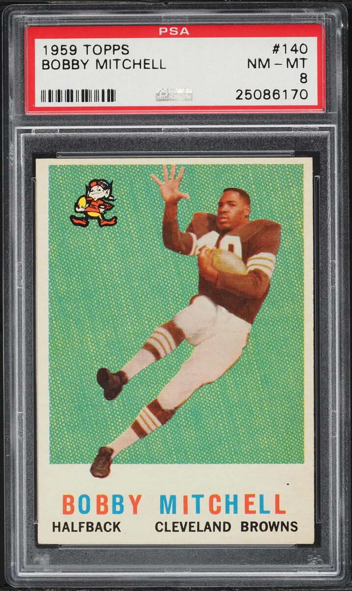 1959 Topps Football Bobby Mitchell ROOKIE #140 PSA 8 NM-MT