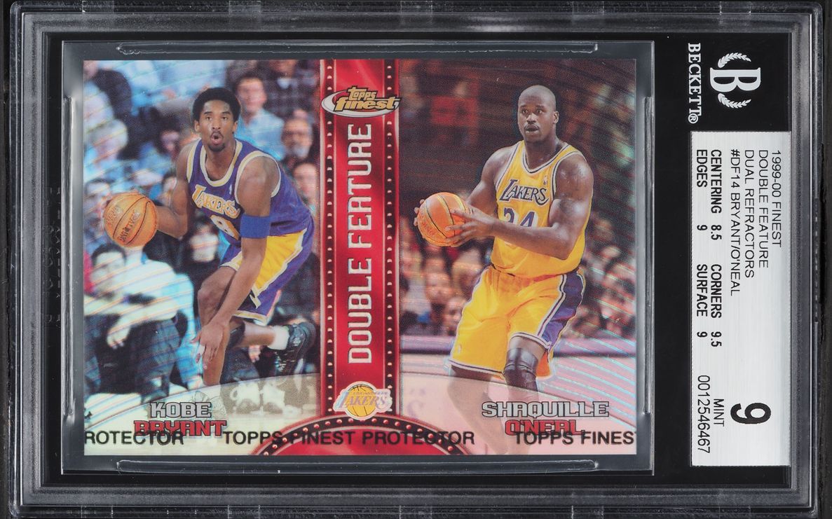 1999 Finest Double Feature Refractor w/ Coating Kobe Bryant Shaquille O'Neal #DF14 BGS 9 MINT
