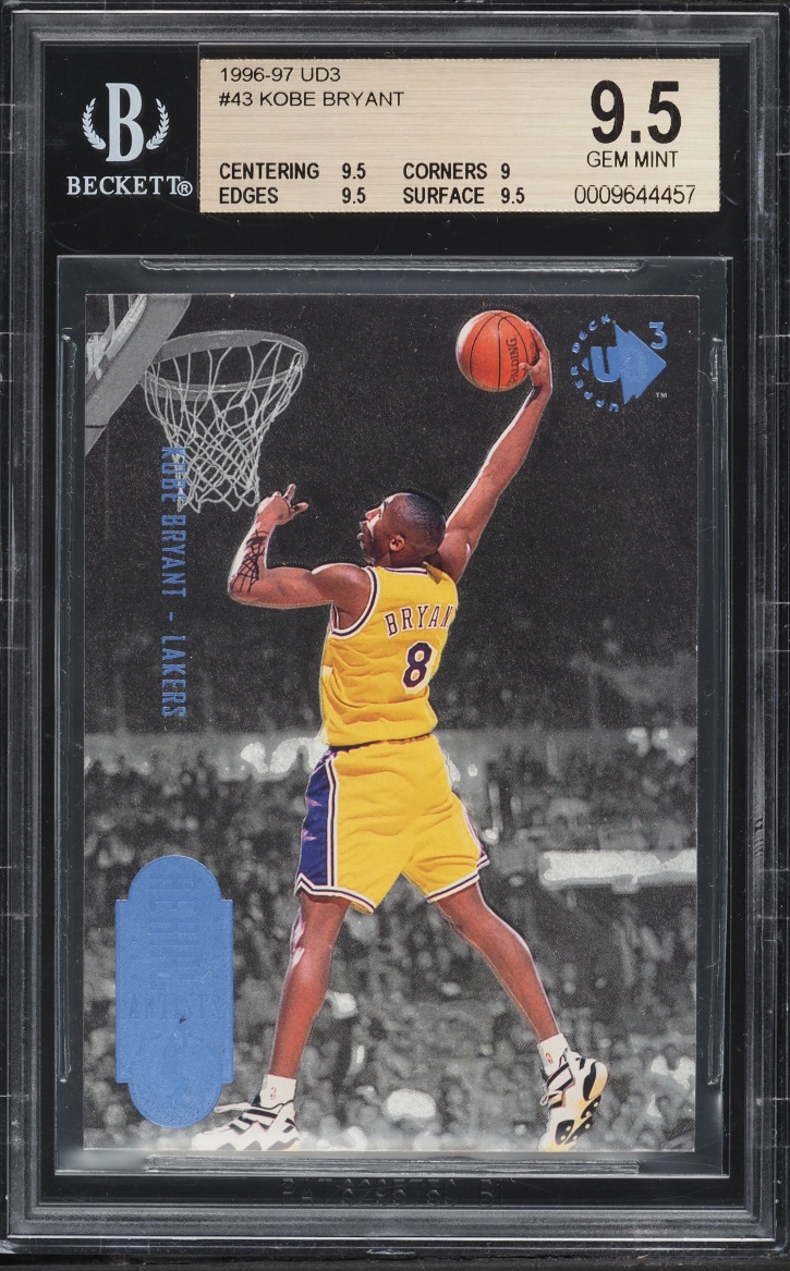 1996 UD3 Basketball Kobe Bryant ROOKIE #43 BGS 9.5 GEM MINT