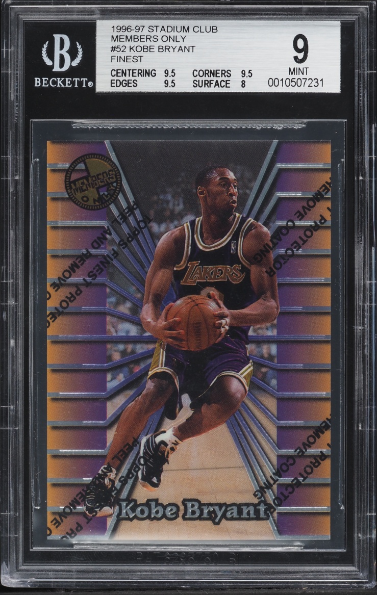 1996 Stadium Club Members Only Finest Kobe Bryant ROOKIE #52 BGS 9 MINT