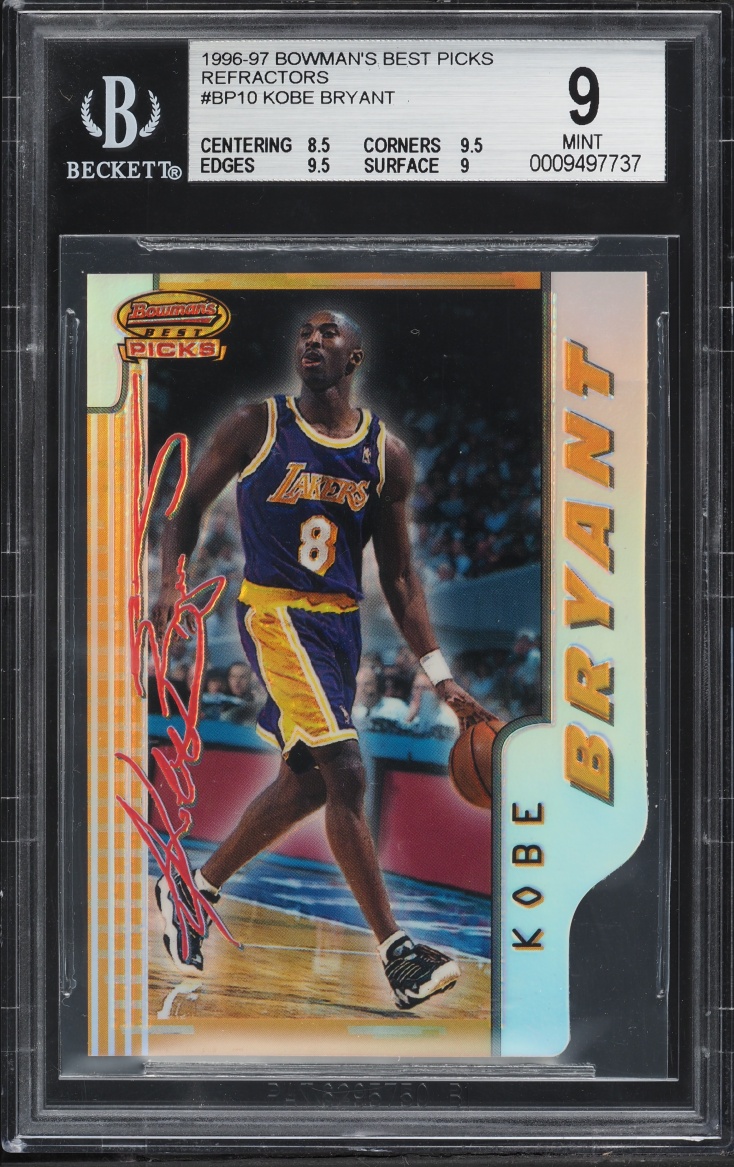 1996 Bowman's Best Picks Refractor Die-Cut Kobe Bryant ROOKIE #BP10 BGS 9 MINT