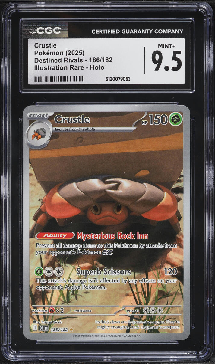 2025 Pokemon Scarlet & Violet Destined Rivals IR Crustle #186 CGC 9.5 MINT+