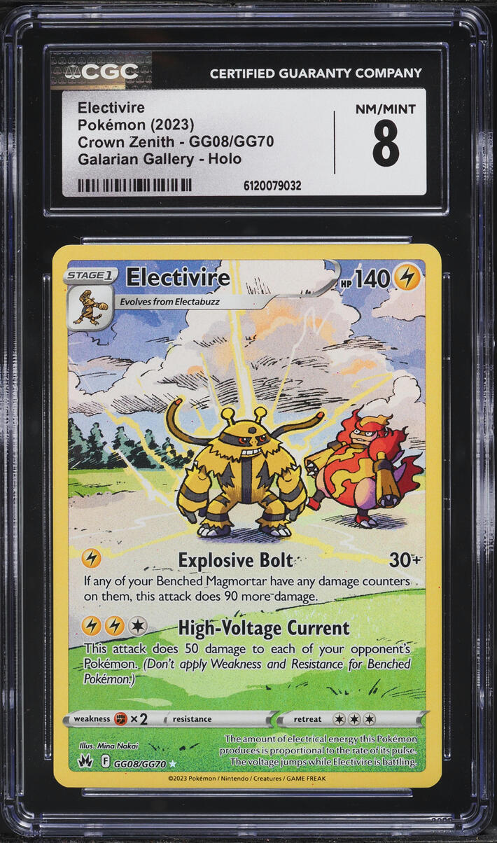 2023 Pokemon Sword & Shield Crown Zenith Galarian Gallery Alt Art Electivire #GG08 CGC 8 NM-MT