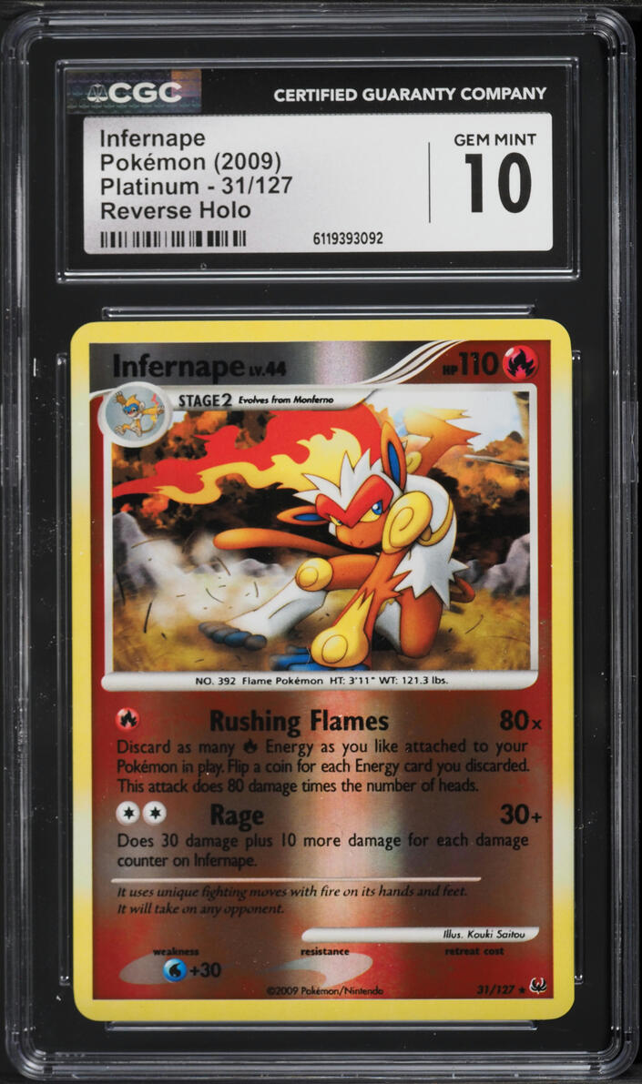 2009 Pokemon Platinum Reverse Holo Infernape #31 CGC 10 GEM MINT