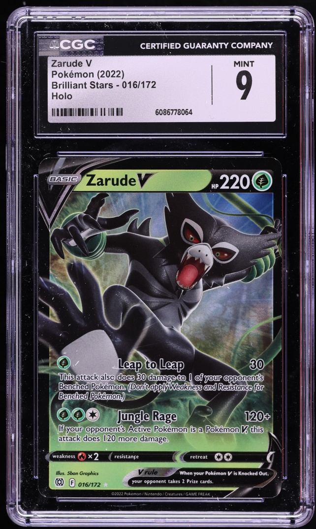 2022 Pokemon Sword & Shield Brilliant Stars Zarude V #16 CGC 9 MINT