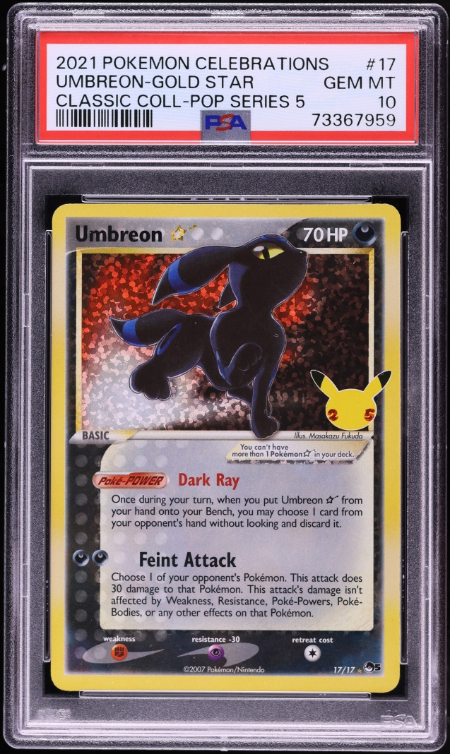 2021 Pokemon Sword & Shield Celebrations Classic Holo Umbreon Gold Star #17 PSA 10 GEM MINT