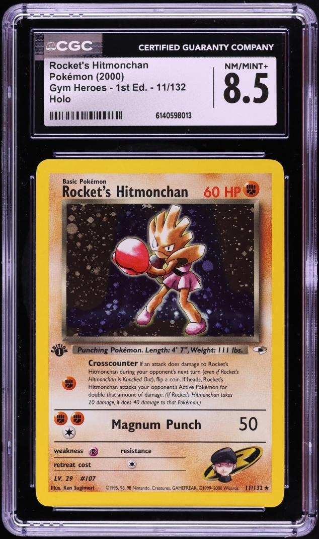 2000 Pokemon Gym Heroes 1st Edition Holo Rocket's Hitmonchan #11 CGC 8.5 NM-MT+