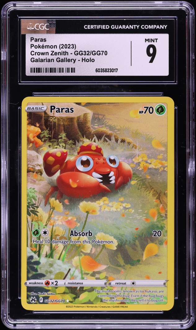 2023 Pokemon Sword & Shield Crown Zenith Full Art Paras #GG32 CGC 9 MINT