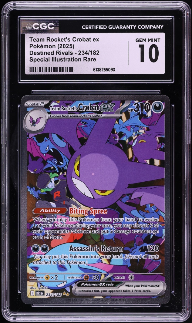 2025 Pokemon Scarlet & Violet Destined Rivals SIR Team Rocket's Crobat EX #234 CGC 10 GEM MINT
