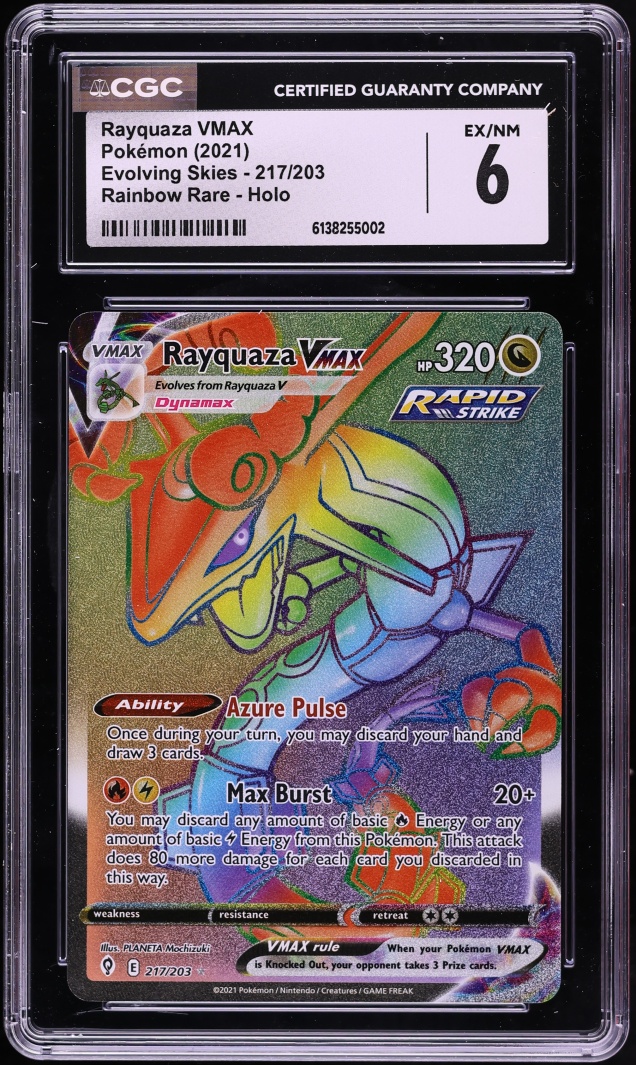 2021 Pokemon Sword & Shield Evolving Skies Rainbow Rare Rayquaza VMAX #217 CGC 6 EXMT