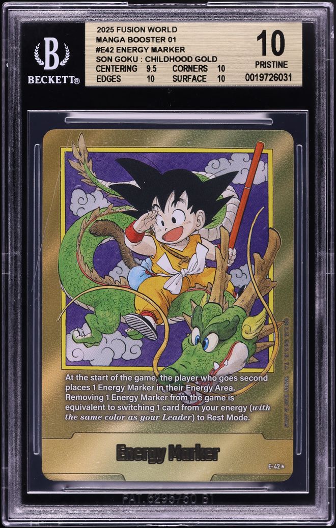 2025 DBS Fusion World Manga Booster 01 Energy Marker Gold Goku Childhood #E-42 BGS 10 PRISTINE