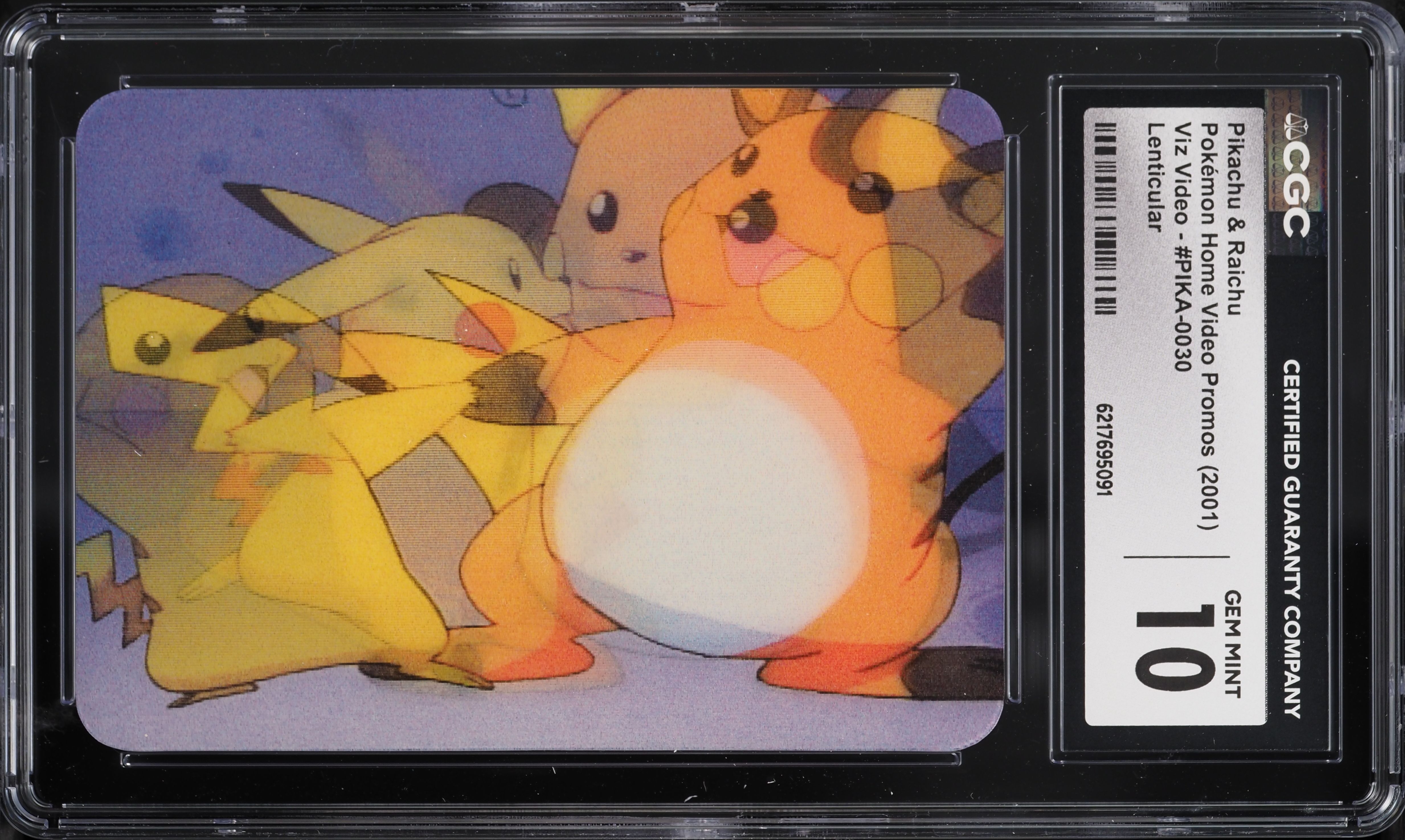 2001 Pokemon Home Video Promo Viz Lenticular Pikachu & Raichu #PIKA-0030 CGC 10 GEM MINT