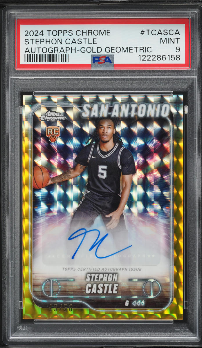 2024 Topps Chrome Gold Geometric Stephon Castle ROOKIE AUTO /50 PSA 9 MINT