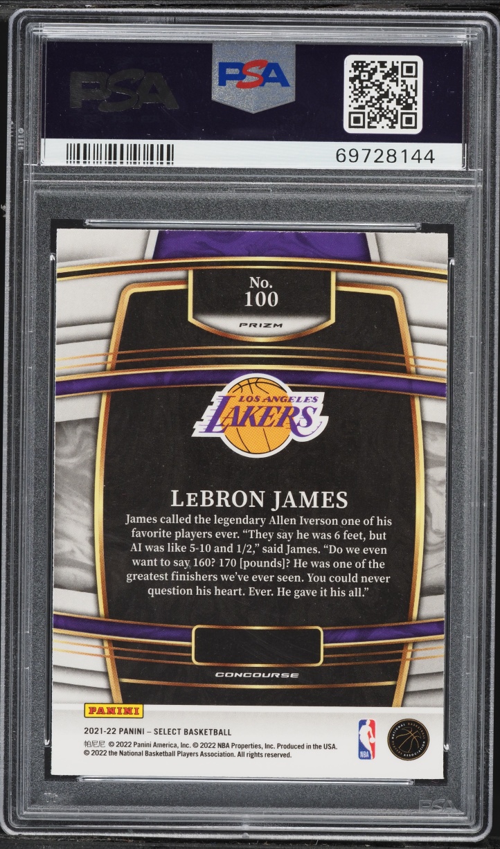 2021 Select Concourse Green White Purple Prizm LeBron James  #100 PSA 10 GEM MINT