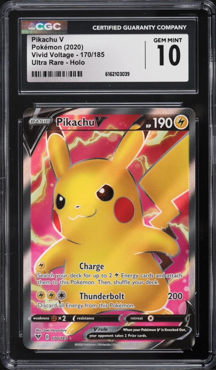 2020 Pokemon Sword & Shield Vivid Voltage Full Art Pikachu V #170 CGC 10 GEM MINT