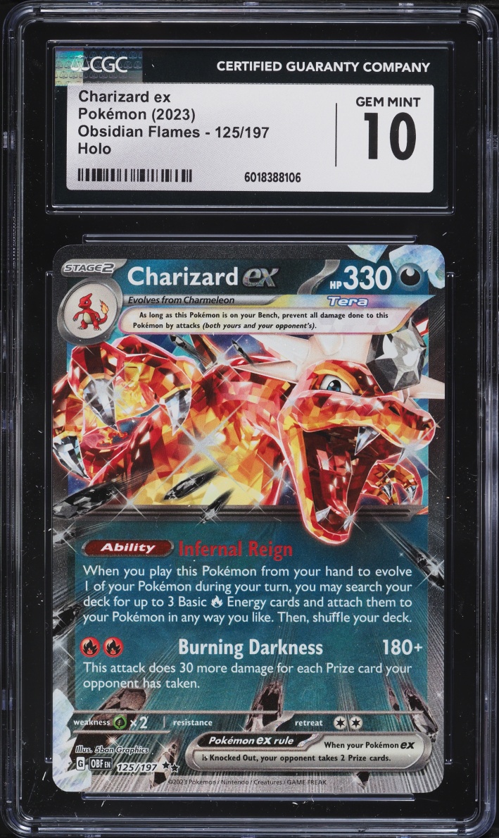 2023 Pokemon Scarlet & Violet Obsidian Flames Holo Charizard Ex #125 CGC 10 GEM MINT