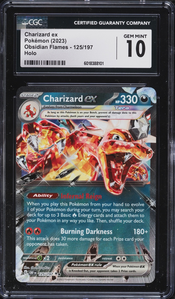 2023 Pokemon Scarlet & Violet Obsidian Flames Holo Charizard Ex #125 CGC 10 GEM MINT