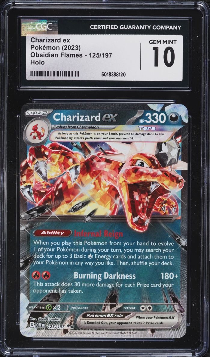 2023 Pokemon Scarlet & Violet Obsidian Flames Holo Charizard Ex #125 CGC 10 GEM MINT