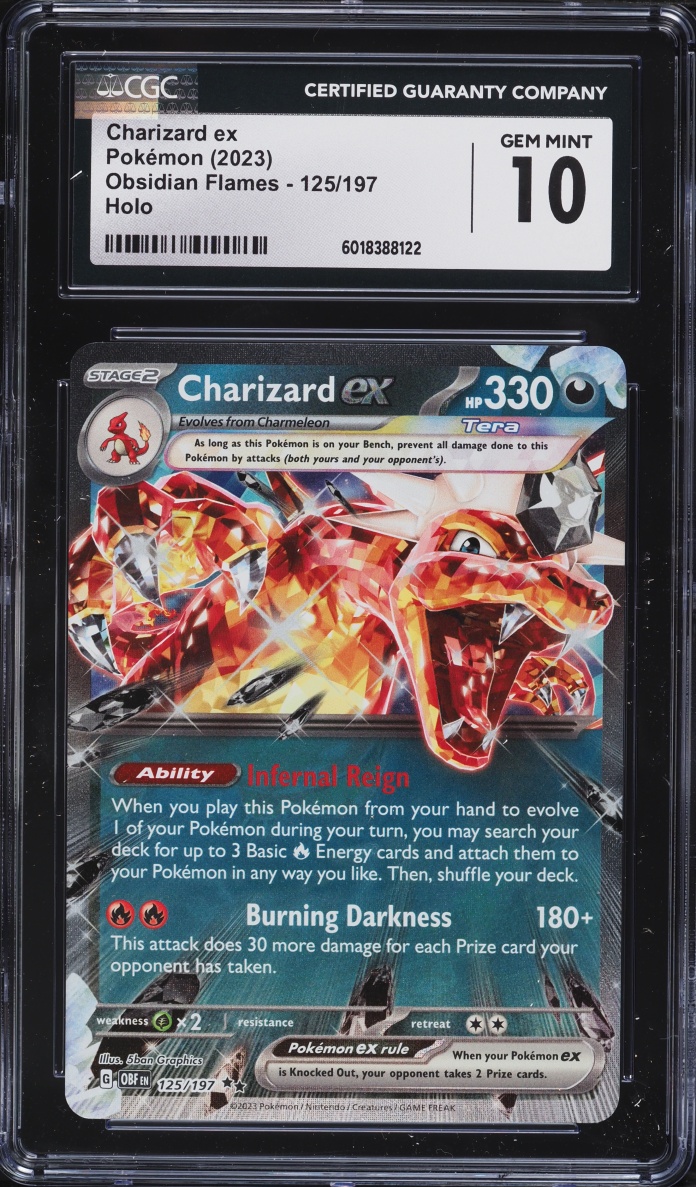 2023 Pokemon Scarlet & Violet Obsidian Flames Holo Charizard Ex #125 CGC 10 GEM MINT